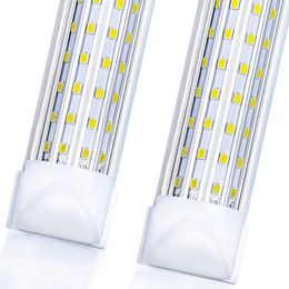 8 Fuß LED-Ladenleuchten, 8 Fuß Kühltür-Gefrierschrank-LED-Röhren-Beleuchtungskörper, 4 Reihen 144 W 14500 lm, 4 Fuß 75 W U-förmige fluoreszierende, durchsichtige Abdeckung, verbindbare Oberflächenmontageleuchte, 20 Stück