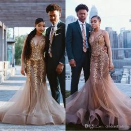 Brun African Black Girls Prom Klänningar 2022 Spaghetti Straps Golvlängd Pärlor Kristaller Formell Klänning Aftonklänningar Använd Robe de Soiree Bes121