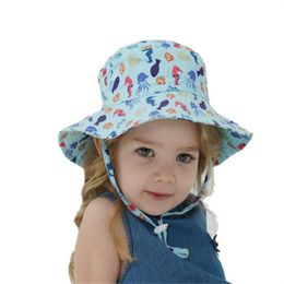 Summer Baby Sun Hat Boys Cap Children Panama Unisex Beach Girls Bucket Hats Cartoon Infant Caps UV Protection GC1279
