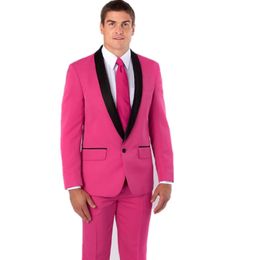 Fashion Men's Suit Shawl Lapel Groom Tuxedo Wedding Groomsmen Custom (Jacket + Pants)