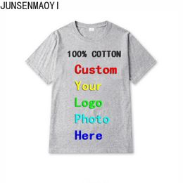 DIY Your like P o or Customised Print Unisex men s T shirts custom text p os clothing ads pure cotton 220616