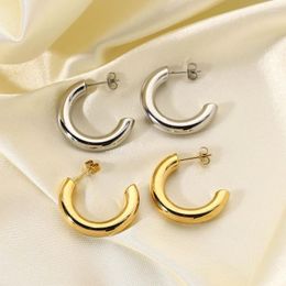 Hoop & Huggie Basic 25mm Earrings Stainless Steel 14k Gold Jewellery Thick Chunky For Women Tarnish Free HypoallergenicHoop HuggieHoop Odet22