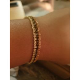 Link Chain 2mm 17 2cm Full Small Round CZ Colour Rhinestones Tennis Bracelet Tiny Bracelete For Women Girls Brass Gold JewelryLink