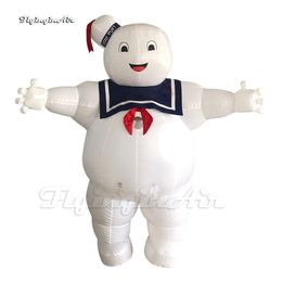 Cute Walking Inflatable Stay Puft Marshmallow Man Costume Halloween Ghost Blow Up Marshmallow Monster Suit For Parade Event