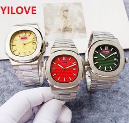 Green Yellow Red Square Dial Mens Business Watch 40mm 904L Stainless Steel Mens Automatic Mechanics 5TM Waterproof Gifts Personality Top Luxury Wristwatches