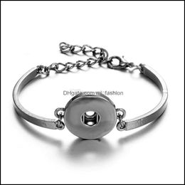 Charm Bracelets Jewellery 18Mm Snap Button Bracelet Bangle Sier Gold Chain Snaps Buttons For Women M Dhthv