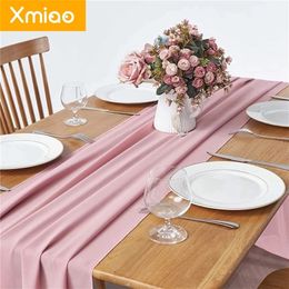 Table Runner Country Wedding Decoration and Room Sheer Chiffon Solid Party Birthday Home s 220615