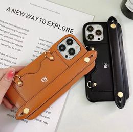 Designer Phone Cases For Iphone 13promax Mobile Phone Case Leather IPhone 12/13 Wrist Strap Messenger 13pro Protective Cases Dirt-resistant