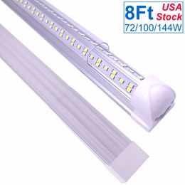 V Shaped Integrated LED Tubes Light 4ft 5ft 6ft 8ft Bulb Lights T8 72W 120W 144W Double Sides Bulbs Shop Cooler Door Lighting Adhesive Exterior for Wall Ceiling