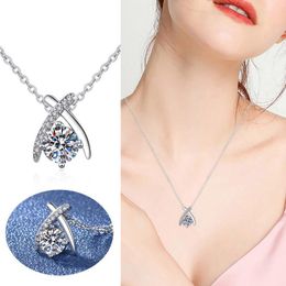 Chains Diamond Necklace Cross Pendant For Women Hallow Out All Match Women's Necklaces Birthday Gift Mom WifeChains Sidn22