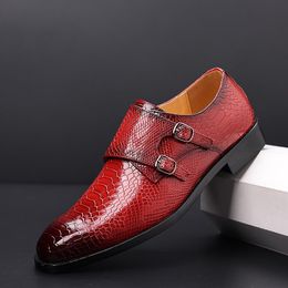 Dress Shoes Design Men Formal Wedding Leather Double Buckle Elegant Business Monk Oxford Black Size 38-48