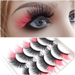 5 Pairs Coloured Faux 3D Mink Eyelashes Thick Long Wispy Colourful False Eyelash Shiny Multi Layer Eye Lashes Extension Makeup