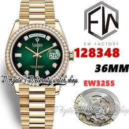 EWF V3 ew128348 ew3255 Automatic Mens Watch 36MM Diamond Bezel Green Diamonds Dial Gold 904L Jubileesteel Bracelet With Same Serial Warranty Card eternity Watches