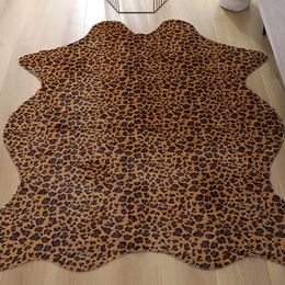 Carpets 75x110 Cm Leopard Print Rugs Anti Slip Chair Cushion Faux Cowhide Skin Carpet Furry Area Rug Living Room Bedroom Mat Home DecorCarpe