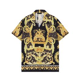 Men's 2022 Gold Baroque Print Hawaiian hawaiian shirts - Designer Casual Short Sleeve Tee hawaiian shirts in Plus Size M-3XL
