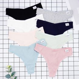 Sexy Underwear Panties Ladies Low Cut Thong Cotton G String Women Sex Sport Tanga Thread Breathable Shorts 3pcs/lots 220511