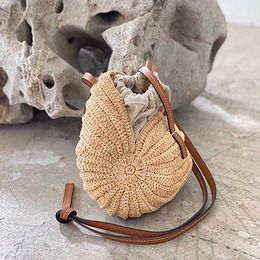 Top quality Conch Shell straw bags Hand weaving Tote Bag Coconut Fibre shoulder casual woman's Large capacity seaside Holiday Bag vacation designer Woven handbags lo