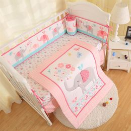 elephant skirt UK - New arrival 7Pcs Newborn Crib bedding set elephant Baby bedding set For Girl Baby bed sets Cuna quilt Bumper bed skirt Fitted264f