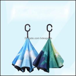 Umbrellas Household Sundries Home Garden Eversion Type Umbrella Folding Double Layer Reverse Wind Proof High Strength Traviolet Bumbershoo