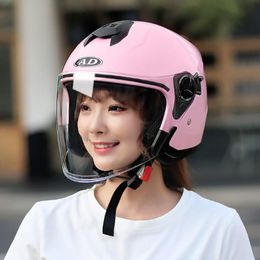 Motorcycle Helmets AD Helmet Open Face Motociclo Cascos Para Moto Racing Vintage Double Sun Visor Casco