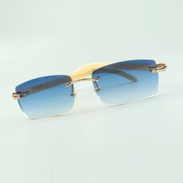 Óculos de sol clássicos de buffs brancos 3524012 com búnga de búfalo branco e lentes de 56 mm para unissex