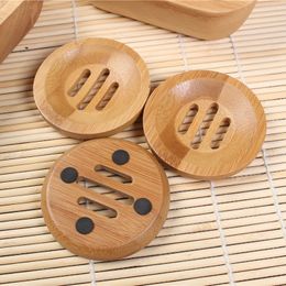 Round Soap Dish Eco-friendly Natural Bamboo Handmade Mini Bathroom Soap Rack Other Bath Supplies