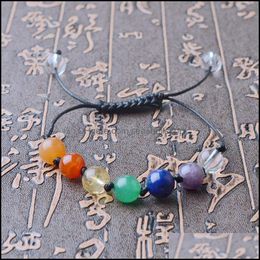 Beaded Strands Diy 7 Colorf Natural Stone Beads Crystal Chakra Bracelet For Women Braided Rope Bracelets Reiki Spiritua Dhseller2010 Dhxuz