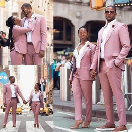 -Pink Unisexe Hommes Femmes Tuxedos Travaux d'affaires Convient aux vêtements pour hommes pour mariage Événements de mariage Parties Tuxedos Groomswmen 2 pièces (Blazer + pantalon) CL0163