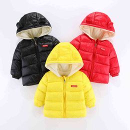 2021 Autumn Winter Baby Outerwear Casual Solid Color Children Warm Jackets 1-7 Year Thick Hooded Clothing Girls boys J220718