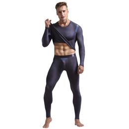 Men's Tracksuits Men's Sexy Slim Set Ice Mesh Hhole Ventilation Tight Seamless Base Top Mens Grey Vest Suit Big And Tall Velour Track Su