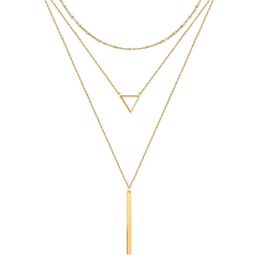 Pendant Necklaces Stainless Steel Triangle Bar For Women Multilayers Thin Chain Choker Necklace JewelryPendant