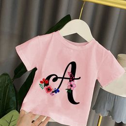 Kids Girl T Shirt Summer Baby Letter Plant Tops Toddler Tees Clothes Children Clothing Cartoon T shirts Short Sleeve Casual Wear 220620