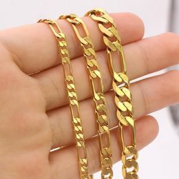 Pendant Necklaces 7mm/10mm/12mm Figaro Chain Necklace 18k Yellow Gold Filled Classic Men Clavicle Choker Jewelry Gift 60cm LongPendant