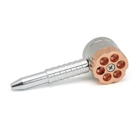 Revolver Tobacco Grinder Herb Metal Smoking Pipe Spice Six Shooter Hand Pipes Tools