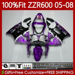 OEM Injection Mold For KAWASAKI NINJA ZZR600 600CC Body 100% Fit 600 CC 05-08 Bodywork 134No.138 Purple black ZZR 600 05 06 07 08 ZZR-600 2005 2006 2007 2008 Full Fairing