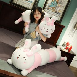 Cute Giant Caterpillar Shaped Pillows Stuffed Rabbit Plush Toy Soft Bunny Dolls Cartoon Sleep Pillow Lovers Gifts