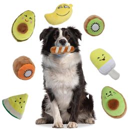 Dog Squeaky Toys Cute Stuffed Plush Fruits Snacks and Vegetables Cat Toys for Puppy Small Medium Pets