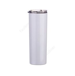 20oz sublimation straight tumblers with straw and lid blanks white Stainless Steel Vacuum Insulated tapered Slim DIY 20 oz Cup Car Coffee Sea Shipping 300lots DAF471