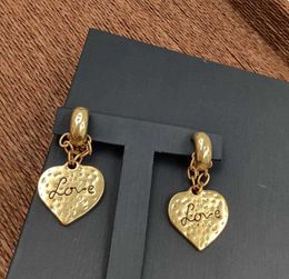 Fashion Designer Heart Charm Dangle Drop Earrings Ear Clip Luxury Brand Love Letter Earring Eardrop For Women Party Wedding Lovers Gift Jewe