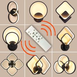 Wall Lamp Led Indoor Black And White Tri-color Dimmable Remote Control Switch Simple Art Home DecoratiWall