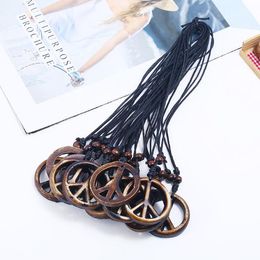 Fashion men and women Resin peace sign Pendant Wax rope adjustable size Jewellery 30pcs/lot