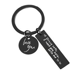 Keychains Lace Engraved Drive Safe I Need You Here Stainless Steel Long Bar Key Chains For Women Custom Personalized Ring AccessoriesKeychai