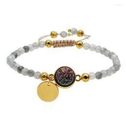 Link Chain Natural Crystal Stone Beads Geode Druzy Bracelet With Adjustable Boho Style Women Jewellery Fashion Girls Gift Trum22