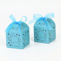 Gift Wrap 10/20Pcs Elephant Paper Box Hollow Candy Chocolate Packaging Boxes Boy Girl Baby Shower Favours Birthday Party SuppliesGift