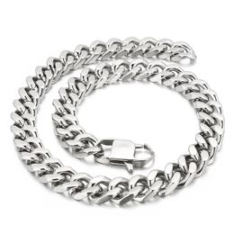 14mm 24inch Heavy Large Stainless Steel Cuban Chain Link Necklace For Mens Jewelry High Polished