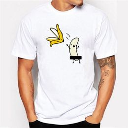 Men s Banana Disrobe Funny Design Print T shirt Summer Humor Joke Hipster T Shirt White Casual T Shirts Outfits Streetwear 220618gx