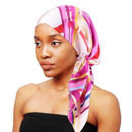 Women Printed Pre-tie Headscarf Elastic Muslim Female Turban Stretch Bandanas Islamic Hijab Cancer Chemo Caps Headwear Turbante
