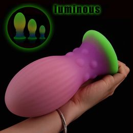 Luminous Dragon Egg Anal Plug Colourful Butt Dilator Prostate Massager Stimulator Masturbator sexy Toys For Men Women 18