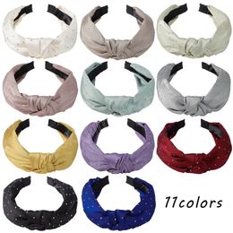 Satin Fabric With Drill Hairband Hair Bands For Women Girls Solid Color Knotted Headband Hair Hoop Headwear Hair Accessories