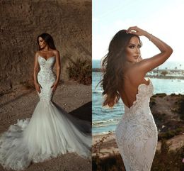 plus size trumpet wedding dresses UK - Sexy Strapless Mermaid Wedding Dresses 2022 Beackless Beach Sweep Train Bridal Gown BC11192